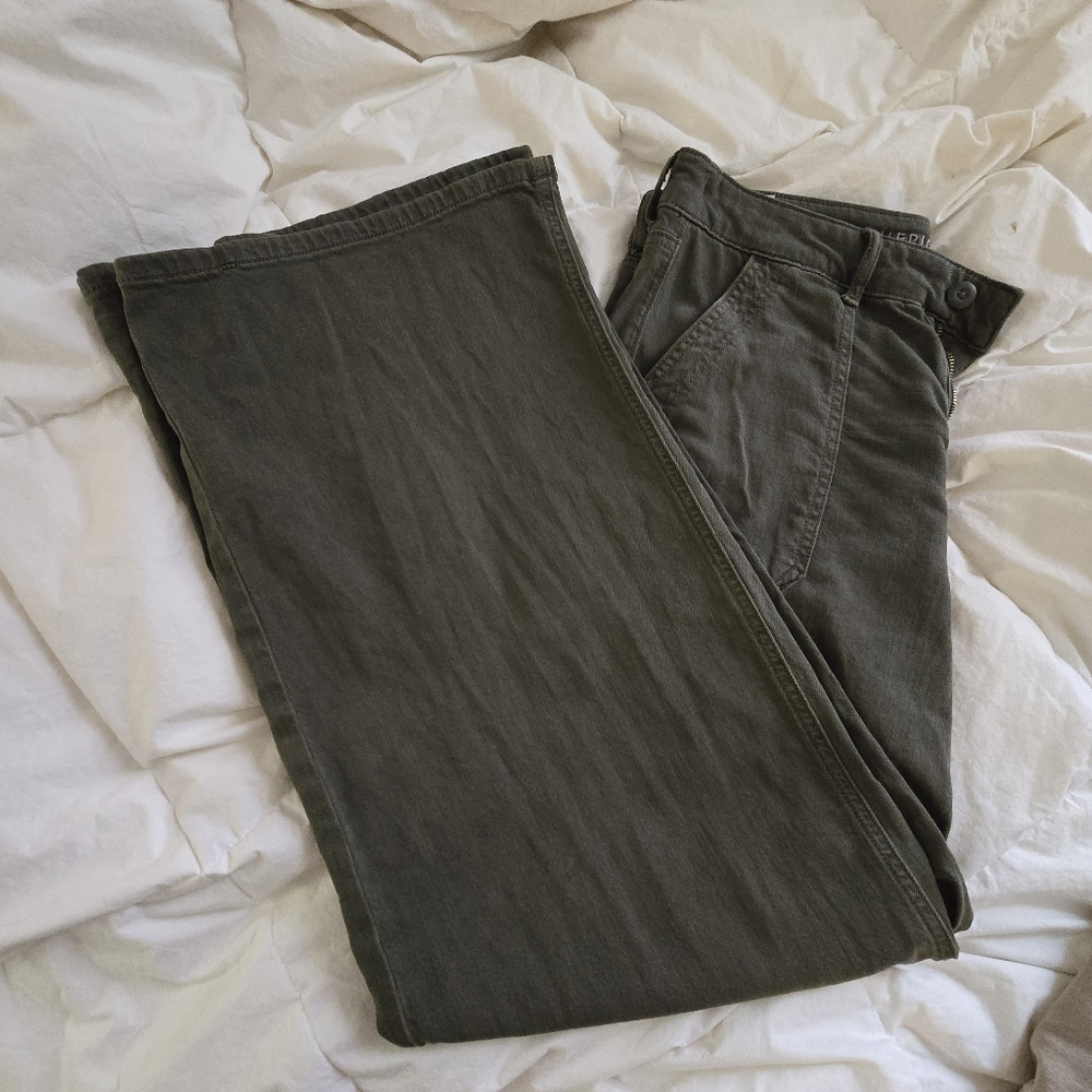 American Eagle Dreamy Drape Stretch Wide Leg Trousers 10 short